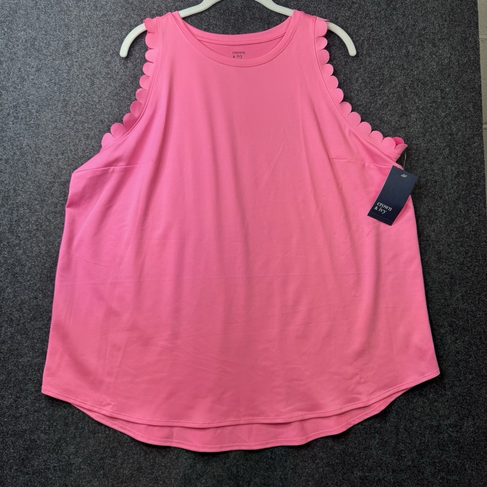 NWT Crown & Ivy Pink Skort & Tank Set XXL Scalloped Golf Tennis Athleisure